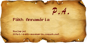 Pákh Annamária névjegykártya